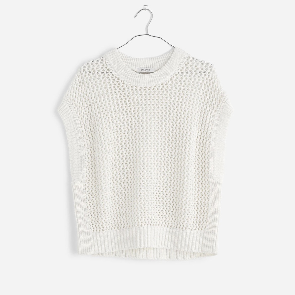 Madewell Bright Ivory Open-Knit Short-Sleeve Sweater Vest - Picture 3 of 6